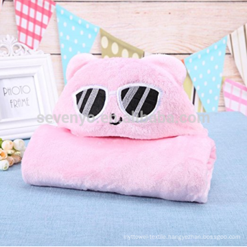 Pink Cat Newborn Baby Soft Natural Cartoon Warm Hooded Bath Towels